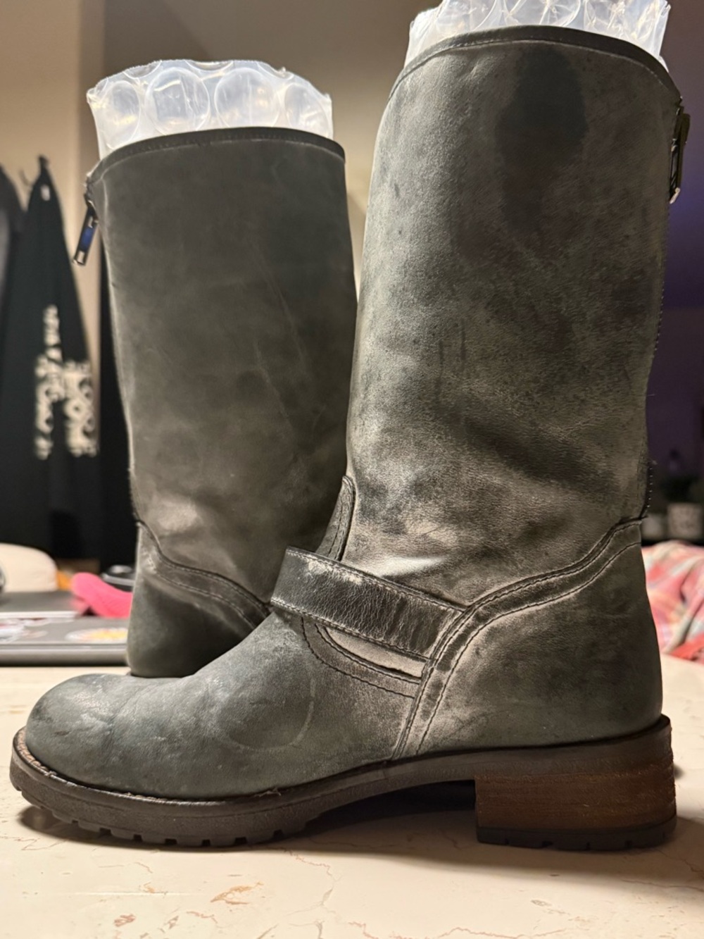 2015 Steve Madden Gray Moto Zip Boots Size 40 Like New
